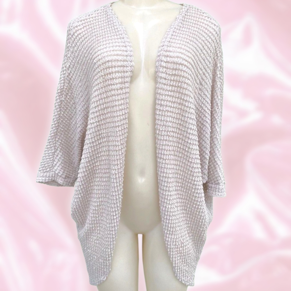 rolla coster - open front loose knit cream cardigan / shawl / beach cover up